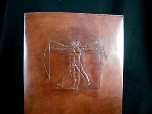 Handgefertigtes nachfüllbares Lederjournal A4 - Leonardo da Vincis VITRUVIANISCHER MANN - Bild 1 von 8