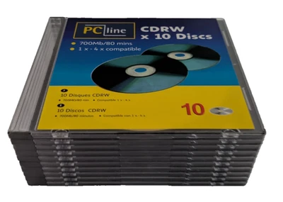 PC Line CD-RW 80 – 1 x 4x - 80MIN / 700MB - 10 PACK Rewritable Blank CDRW Discs - Image 1 of 4
