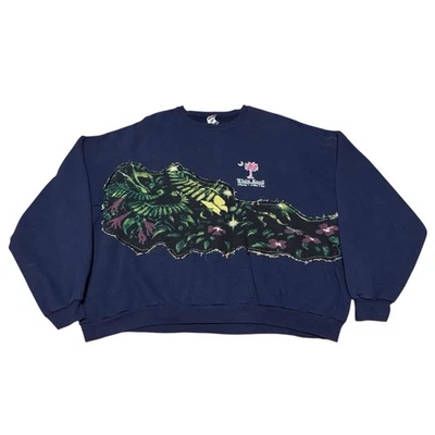 Moletom masculino upcycled vintage anos 90 3XL plantas florais borboleta branco Knoll - Imagem 1 de 4