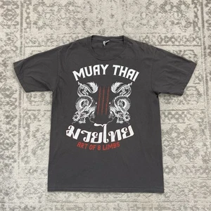 Muay Thai Art Of 8 Limbs T Shirt Dragon Short Sleeve Mens Gray Size Medium - Picture 1 of 6