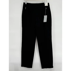 Italian Vanilia Black Stretch Straight Leg Jacky Trousers Pants Womens Sz 12 NWT - Picture 1 of 16
