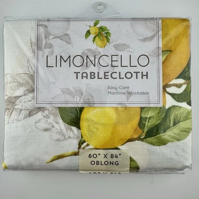 Limoncello Lemons Tablecloth 60 x 84” Rectangle Textured Fabric Benson Mills NEW - Image 1 of 4