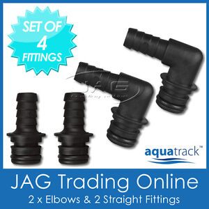 SET OF 4 - HOSE TAIL QUICK-CONNECT PLUG-IN FITTINGS  for 12V Water Pressure Pump