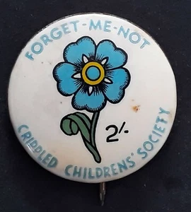 c.1950s- Australia Forget- Me - Not Crippled Children's Society 2/- Badge / Pin - Picture 1 of 4