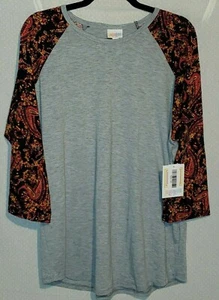 LuLaRoe 2XL - XXL - Randy - Maniche nere/gialle/rosa nuove con etichette con corpo grigio/grigio - Foto 1 di 7