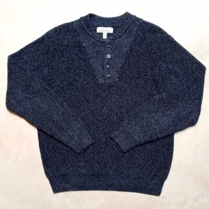 Cabela's blauer schwerer Strick 100 % Baumwolle Henley Pullover-Herrengröße Large - Bild 1 von 8