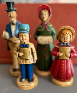 Set Of (4) Vintage Fine "A" Quality Paper Mache Christmas Carolers Figures Japan - Picture 1 of 4