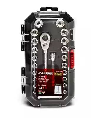 Husky  Socket & Ratchet Set, 1/4 in. Drive, SAE/Metric - 24 Piece - Image 1 of 4