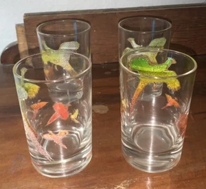 Vintage 3,5" Lowball Trinken Saft Gläser Fliegende Fasane Vögel Menge 4 - Bild 1 von 6