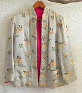 Vintage Peony Marke Shanghai Jacke Viskose Satin isoliert Wendetaschen XL (USM) - Bild 1 von 11