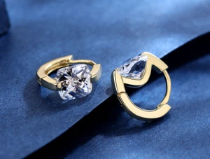 Women Girl 18K Gold Plated Square Cubic Zircon CZ Huggie Hoop Earrings 2Pcs J11 - Picture 1 of 6