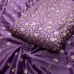 Indian Pakastani Chinon Embroidery Work Unstitched Suits Dress Material - Picture 1 of 11