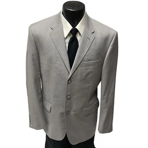NEW Perry Ellis Gray Silver Sport Coat 3 Btn MODERN Jacket Light Wool Blazer 40 - Picture 1 of 11