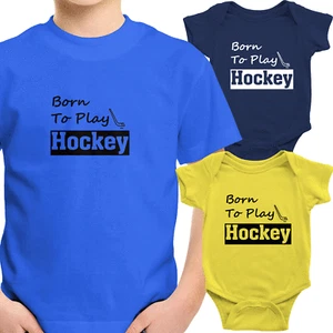 Infant Baby Bodysuit One-Piece Born To Play Hockey Toddler Kid Youth Tee T-Shirt - Picture 1 of 36