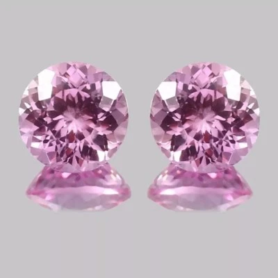 Superb Natural Pair of Round Shape Pink Zircon 6.95 Ct Certified Loose Gemstone - Image 1 of 4