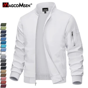 Men's Bomber Jackets Lightweight Casual Windbreaker Spring Fall Full Zip Outwear - Picture 1 of 96