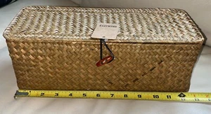 Seagrass Storage Basket with Lid Rectangular 3 Sections, Natural 3 Sections - Picture 1 of 9