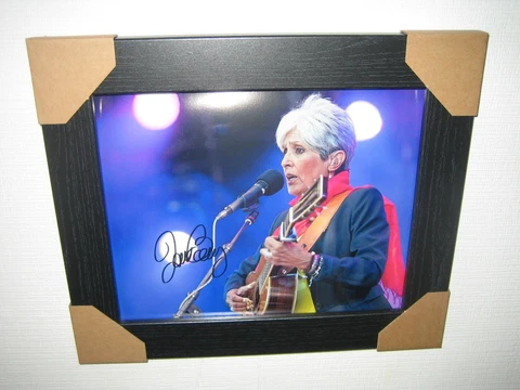 Joan Baez Hand Signed Photograph 8x10 ins Framed + CoA Cover
