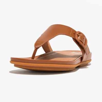 Sandalias FitFlop Gracie FT9-592 para mujer cuero tostado claro puntera poste goma-hebilla Foto 1 de 4