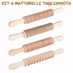 4 MATTARELLI TAGLIAPASTA IN LEGNO DI FAGGIO PER SPAGHETTI TAGLIATELLE FETTUCINE - Foto 1 di 12