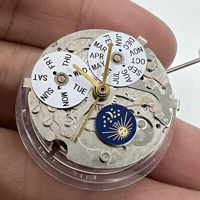 Automatic Mechanical Movement Silver Week and Month Position @12 Moon Phase@6 - Image 1 of 4