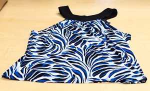 Tahari Shirt Damen Größe S blau/schwarz/weiß ärmellos Tank Top Bluse Damen - Bild 1 von 5