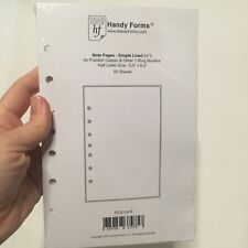 Note Pages Lined (1/4”) Half Letter Size for Franklin Classic & 7-ring Binders