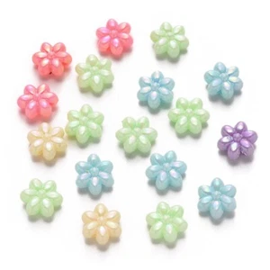 25 Flower Beads Pastel Opaque Plastic Kids Crafts Mixed Color 11mm USA 1315 - Picture 1 of 2