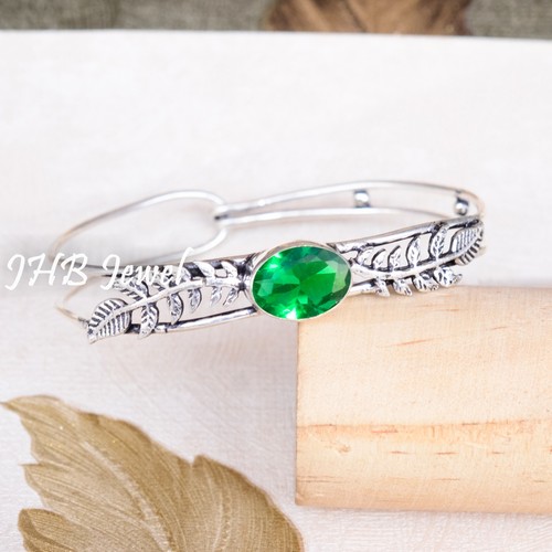 VALENTINO Bracciale argento sterling 925 pietra preziosa grande diopside cromato regalo per festival