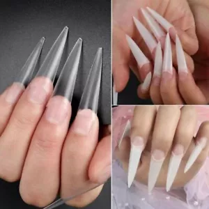 Gefälschte Nägel 600 Stck. extra langer Sarg Stiletto falsche Nagelspitzen Gel halbe Abdeckung Spitzen - Bild 1 von 7