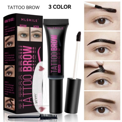 3Colors Peel-Off Eyebrow Tattoo Tint Brow Gel Waterproof Long Lasting Makeup - Image 1 of 4