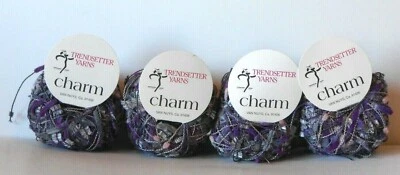 YARN - TRENDSETTER CHARM CHENILLE -  NOVELTY PURPLE LOT (4) 20 GRAM BALLS - NEW! - Image 1 of 2