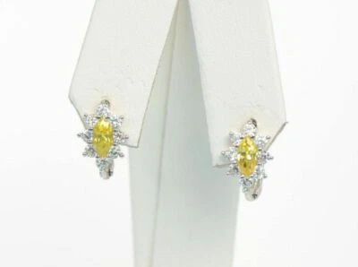 925 Sterling Silver Birthstone Cubic Zirconia CZ Leverback Flower Earrings - Image 1 of 4