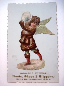 Lovely Victorian Trade Card "C.S. Boyington" -Boots, Shoes & Slippers * - Picture 1 of 5