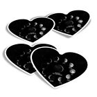 4x Heart Stickers - BW - Moon Phases Space Planet NASA #40838