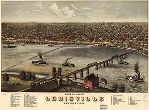 A4 Reprint of American Cities Towns States Map Louisville Kentucky - Picture 1 of 1