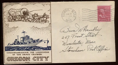 USS Oregon CIty 1945 (CA-122) cubierta de lanzamiento de crucero pesado bonito caché G2559 Foto 1 de 2