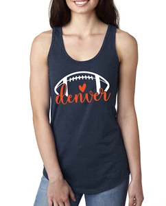 Fan Of City of Denver Football Orange Heart Script Writing Ladies Tank Top - Picture 1 of 2