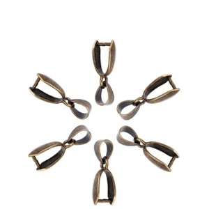 100 Pcs Metal Pinch Clip Bail Bead Pendant Connector Jewelry DIY Accessory 14mm - Picture 1 of 8