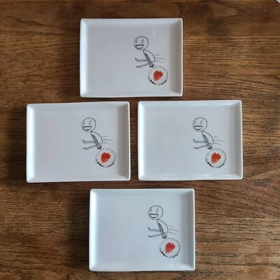 CB2 ~ Platos de aperitivo de sushi Oliver de caja y barril ~ Juego de 4 retirados ~ En muy buen estado  Foto 1 de 4