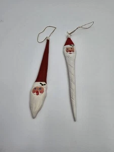 Hand Painted Santa Claus 8" Christmas Ornament Holiday Xmas Lot Of 2 - Picture 1 of 2
