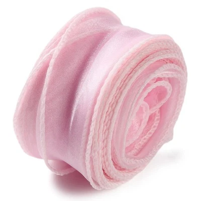1.5-inch Iridescent Pink Organza Ribbon Fishtail Wired Silk Sheer Mesh - Image 1 of 4