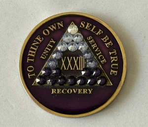 Lila Amethyst Swarovski Kristall Emaille AA Medaillon • 33 Jahre - Bild 1 von 2