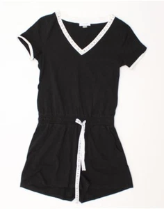 CALVIN KLEIN Womens Graphic Playsuit UK 10 Small Black Cotton CU01 - Picture 1 of 3