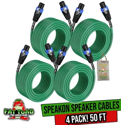 Cables de altavoz Speakon Plug de 50 pies | Cables de escenario PA de audio profesional para DJ 12 cables AWG Foto 1 de 4