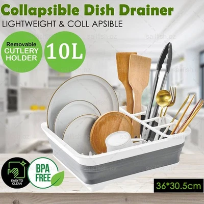 10L Collapsible Dish Rack Drainer Drying Portable Cutlery Dryer Space Saving - image 1 of 4