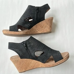 Sandalias de cuña Rockport Cobb Hill Janna para mujer 11 M cuero negro zapatos con cordones - Imagen 1 de 21