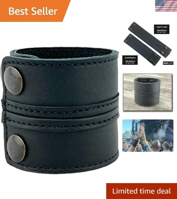 Elegante brazalete de cuero | Pulsera ancha de grano completo Foto 1 de 4