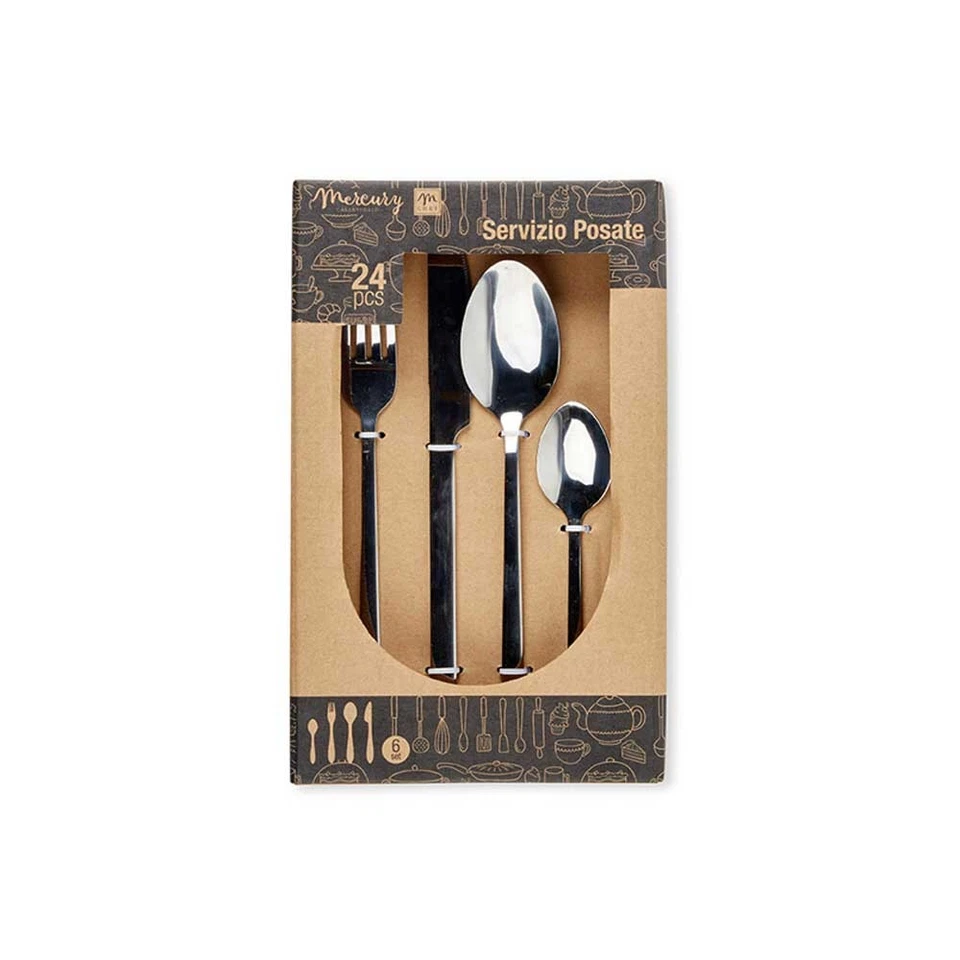 Mercury Servizio Di 24 Posate In Acciaio Colore Argento - Immagine 1 di 1