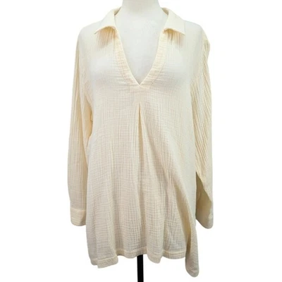 Túnica térmica suave envolvente tejido gofre manga larga cuello amarillo 1X Foto 1 de 4